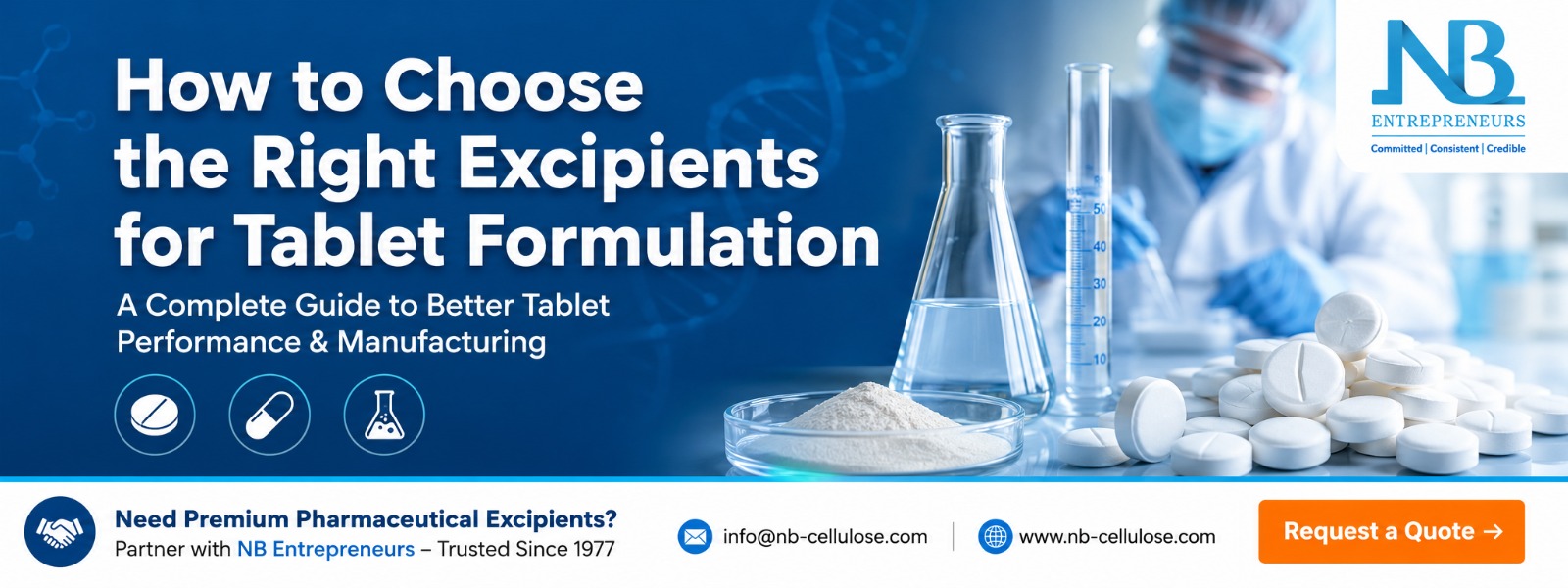 How to Choose the Right Excipients for Tablet Formulation – Complete Guide by NB Entrepreneurs, Pharmaceutical Excipients Manufacturer