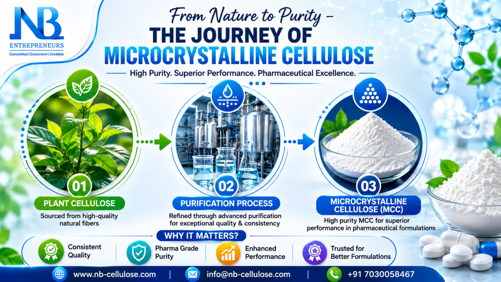 Microcrystalline cellulose is produced from purified plant cellulose